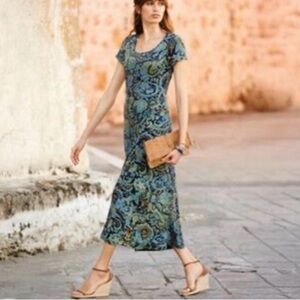 Peruvian Connection Blue Paisley Dress